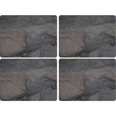 Pimpernel Midnight Slate Set Of 4 Cork Back Placemats In Gray