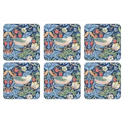 Pimpernel Morris & Co  Strawberry Thief Coasters 4"x 4" In Blue