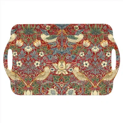 Pimpernel Morris & Co  Strawberry Thief Red Large Melamine Hndld Tray 18.9 X11.6"