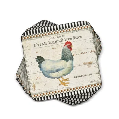 Pimpernel On The Farm Coasters 4"x 4" In Beige