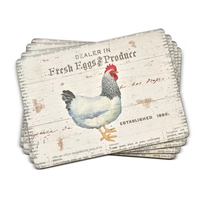 Pimpernel On The Farm Set Of 4 Cork Back Placemats In Gray