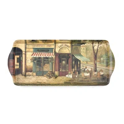 Pimpernel Paris  Parisian Scene Melamine Sandwich Tray 15.1 X6.5" In Green