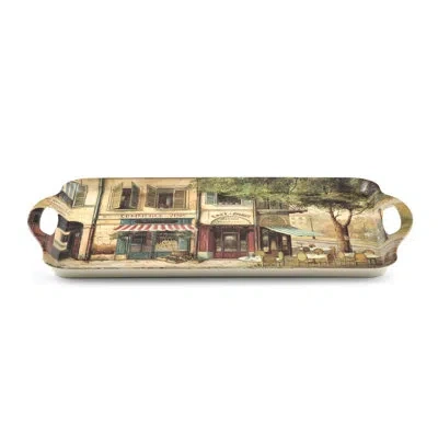 Pimpernel Parisian Scene Large Melamine Hndld Tray 18.9 X11.6" In Multi