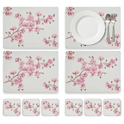 Pimpernel Pink Blossom Placemats & Coasters Set In Multicolored