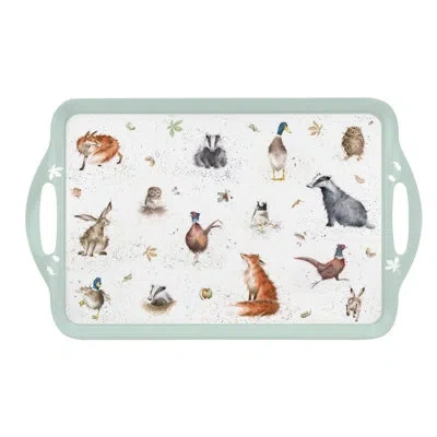 Pimpernel Rw-wrendale Designs Large Melamine Hndld Tray 18.9 X11.6" In Green