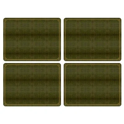 Pimpernel Shagreen Leather Placemats 15.7 X 11.7" In Green