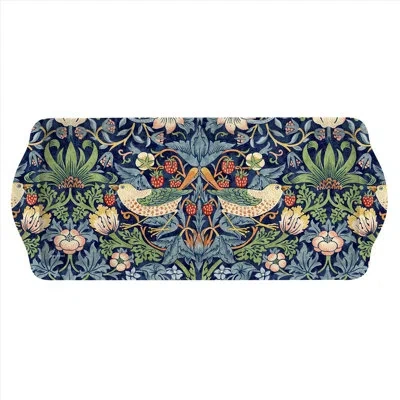 Pimpernel Strawberry Thief Red Melamine Sandwich Tray 15.1 X6.5" In Blue