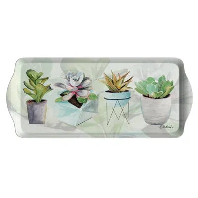 Pimpernel Succulents Melamine Sandwich Tray 15.1 X6.5" In Grey