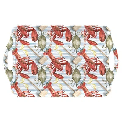 Pimpernel Summer Feast Large Melamine Hndld Tray 18.9 X11.6" In Red