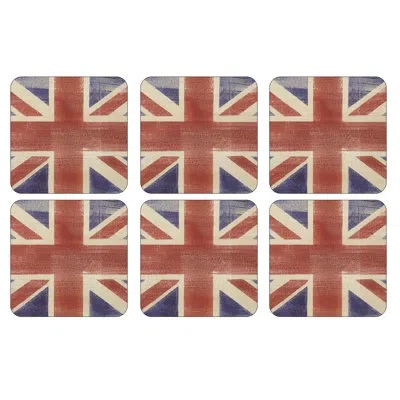 Pimpernel Union Jack Flag Coasters 4"x 4" In Red,blue;red,blue