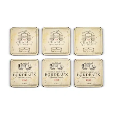 Pimpernel Vin De France Coasters S/6 4"x 4" In Beige