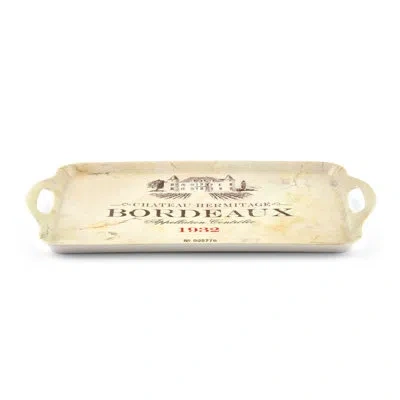 Pimpernel Vin De France Large Melamine Hndld Tray 18.9 X11.6" In Beige