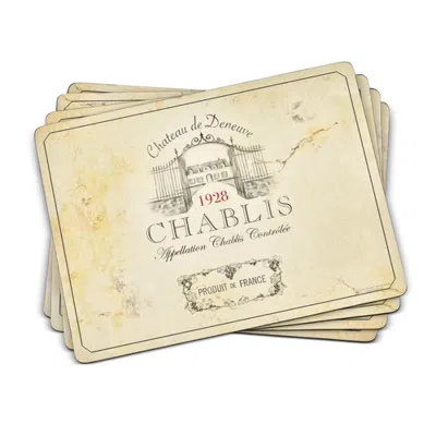 Pimpernel Vin De France Set Of 4 Cork Back Placemats In Gold