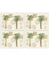 Pimpernel Vintage Palm Study Set Of 4 Placemats In Green