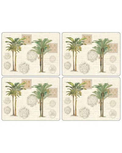 Pimpernel Vintage Palm Study Set Of 4 Placemats In Green