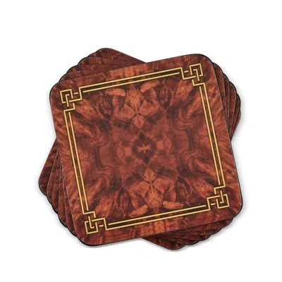 Pimpernel Walnut Burlap Coasters 4"x 4" In Brown