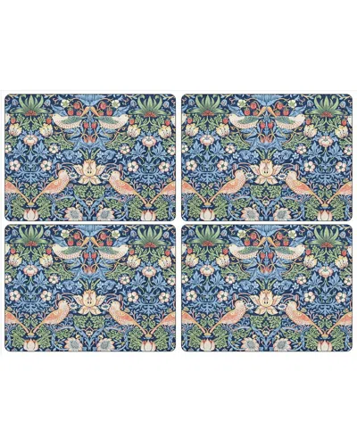 Pimpernel William Morris Strawberry Thief Placemats Blue Set Of 4 In Multi