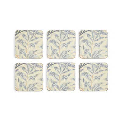 Pimpernel Willow Bough Set Of 6 Cork Back Coasters, 4" In Blue