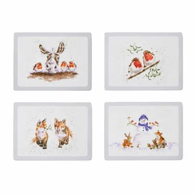 Pimpernel Wrendale Christmas Set Of 4 Cork Back Placemats In Multi