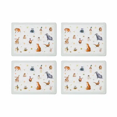 Pimpernel Wrendale Designs Set Of 4 Cork Back Placemats In Multi