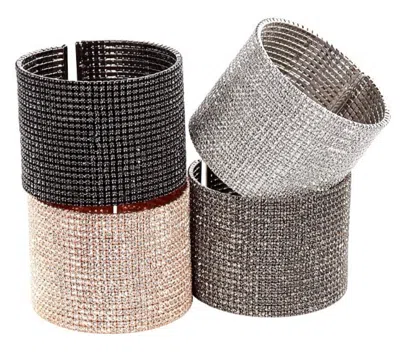 Pin & Tube Crystal Cuff Large In Black Diamond In Multi