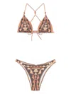 Pin Up African Intreccio Triangle Bikini With Studs In Orange