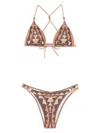Pin Up African Intreccio Triangle Bikini With Studs In Orange