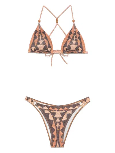 PIN UP AFRICAN INTRECCIO TRIANGLE BIKINI WITH STUDS