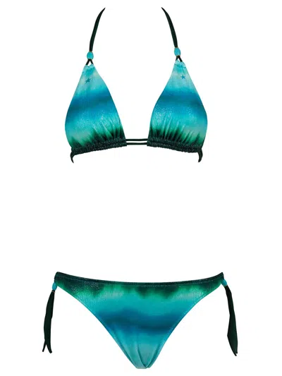 Pin Up Glitter Triangle Bikini In Blue