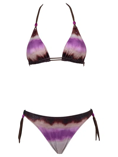 Pin Up Glitter Triangle Bikini In Purple