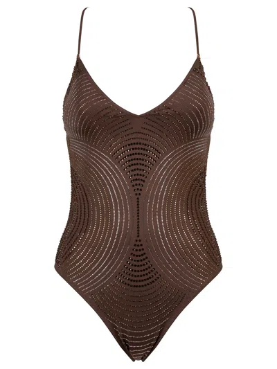 Pin Up Swimsuit In Brown