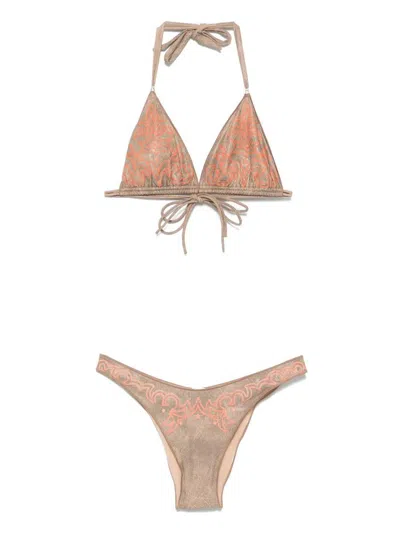 Pin Up Rodeo 3d Triangle Bikini Clothing In Orange