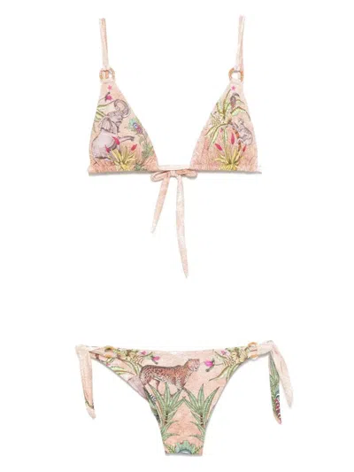 Pin Up Safari Print Anelle Triangle Bikini Clothing In Neutral