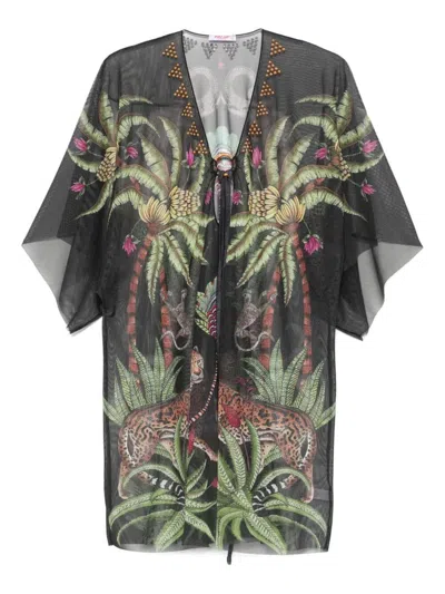 Pin Up Safari-print Tulle Poncho Dress Clothing