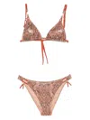 Pin Up Snake Print Triangle Bikini Clothing In Brown