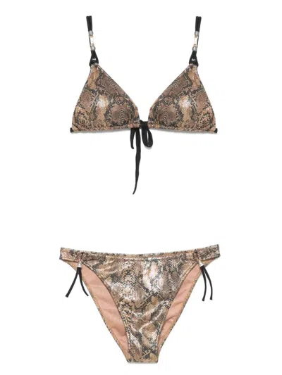 Pin Up Snake Print Triangle Bikini Clothing
