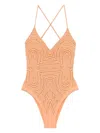 Pin Up Solid Color One-piece Swimsuit With Rhinestones In Brown