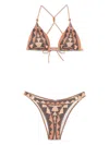 Pin Up Stars African Intreccio Triangle Bikini With Studs In Multi