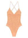 Pin Up Stars Solid Color One-piece Swimsuit With Rhinestones In Orange