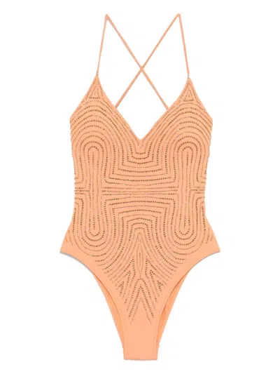 PIN UP STARS CRYSTAL-EMBELLISHED SWIMSUIT