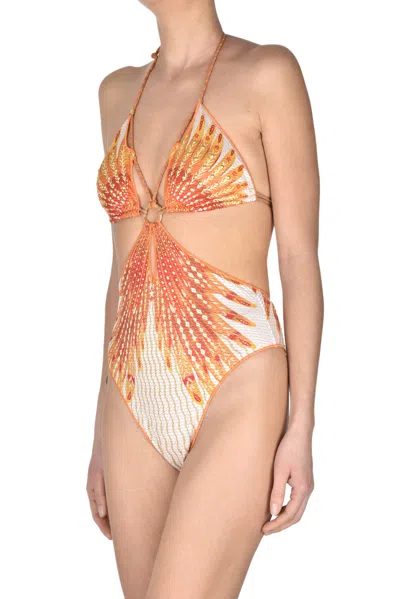 Pin Up Stars Cut-out Swimsuit In Orange