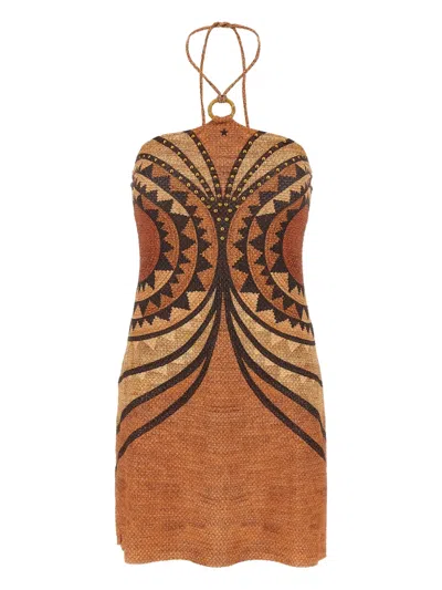 Pin Up Stars Intreccio Africano Dress In Brown