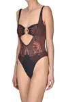 Pin Up Stars Jacquard Fabric Trikini In Brick Red