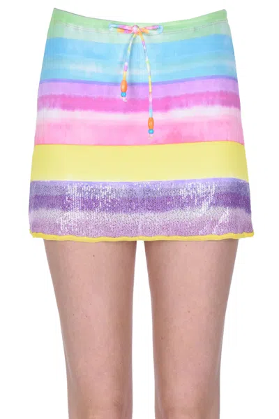 Pin Up Stars Jersey Mini Skirt In Multicoloured