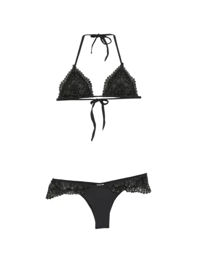 Pin Up Stars Lace-trim Bikini In Black