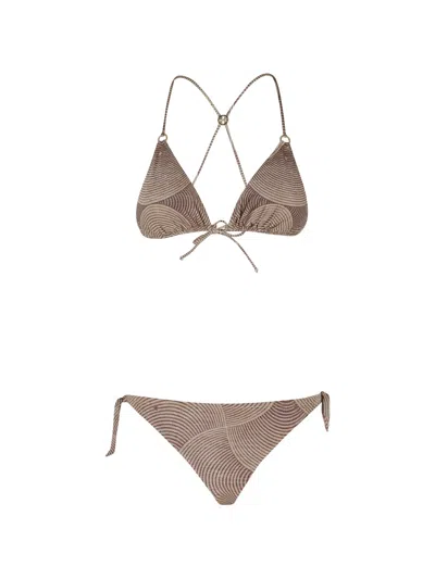 Pin Up Stars Lurex Geometric-print Bikini In Metallic