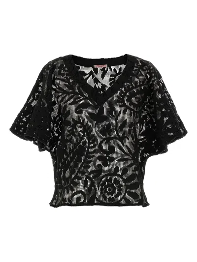 Pin Up Stars Macramé Blouse In Black