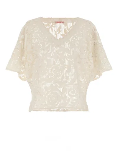 PIN UP STARS MACRAMÉ BLOUSE BEACHWEAR WHITE