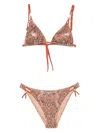 Pin Up Stars Snake Print Triangle Bikini In Multi