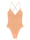 Pin Up Stars Solid Color One-piece Swimsuit With Rhinestones In Orange